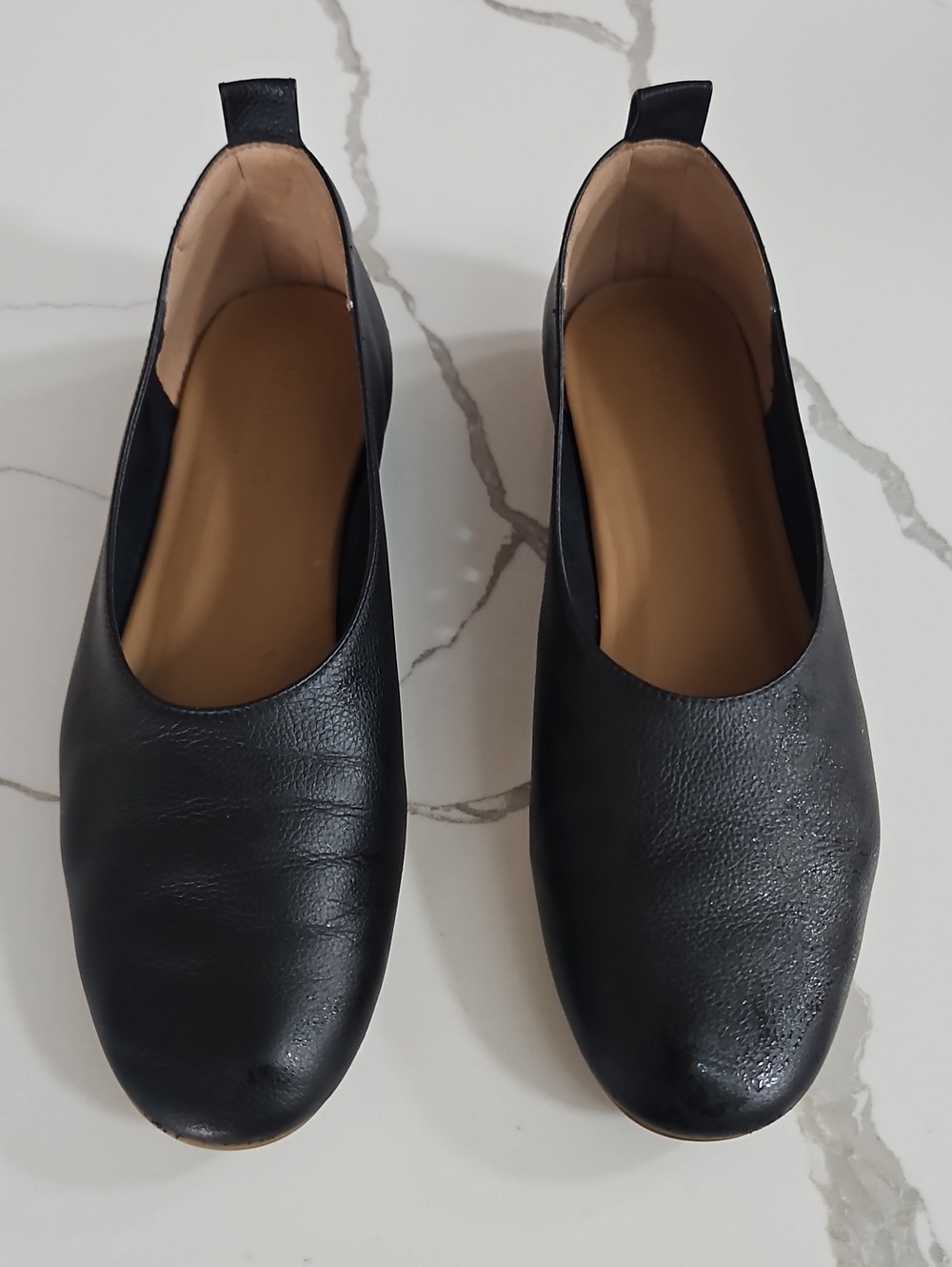 Everlane Black Leather Slip-On Flats